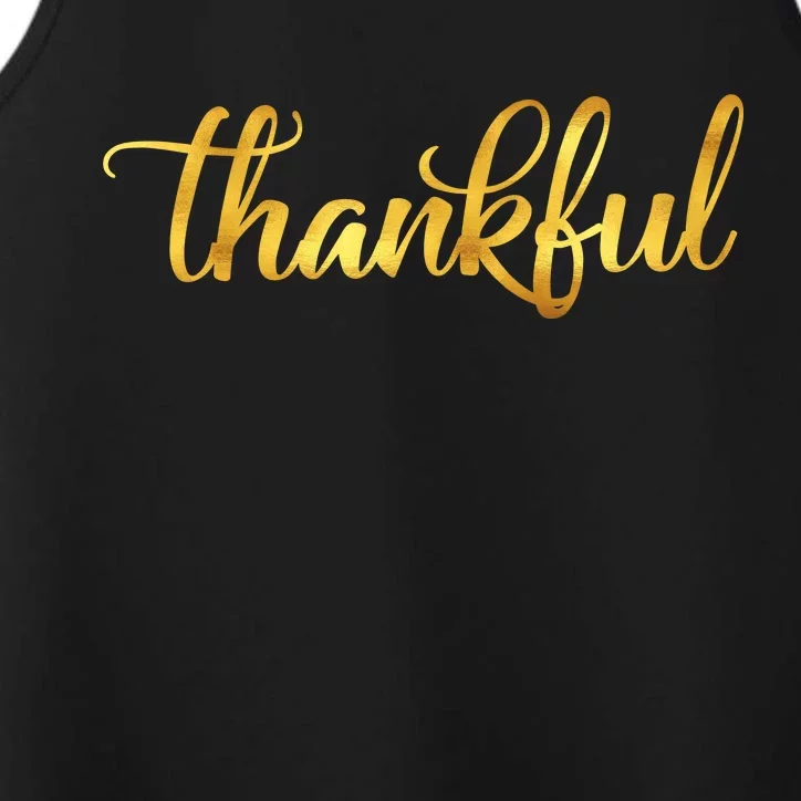 Limited Edition Thankful Thanksgiving Gold Print Performance Tank