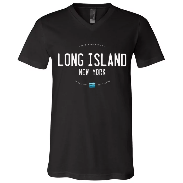 Long Island Ny Beach Waves Gift V-Neck T-Shirt