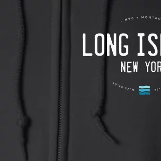 Long Island Ny Beach Waves Gift Full Zip Hoodie