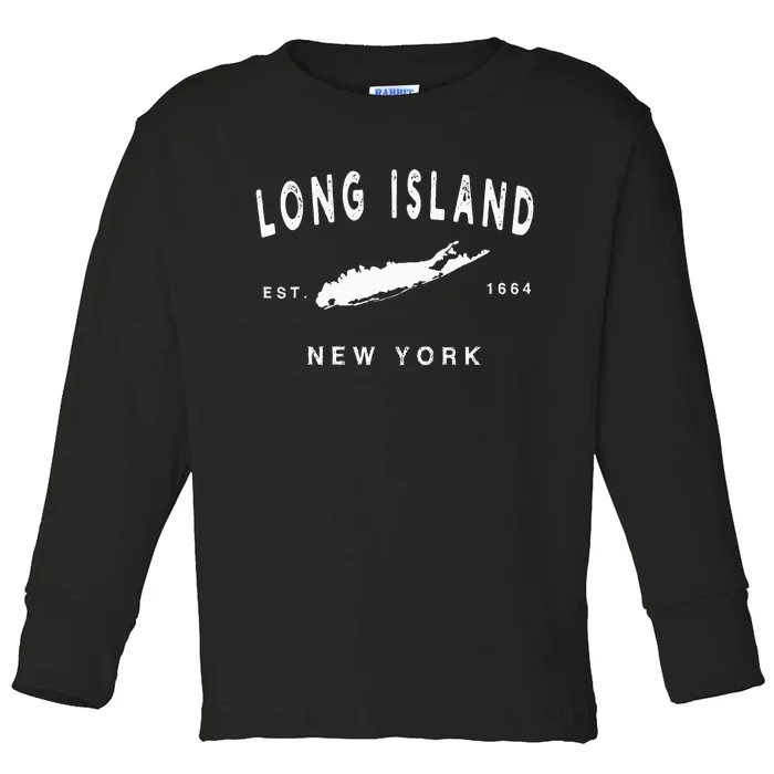 Long Island Ny Souvenir Native Long Islander Map Nyc Toddler Long Sleeve Shirt