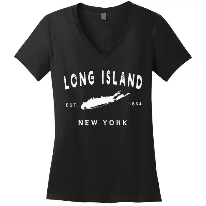 Long Island Ny Souvenir Native Long Islander Map Nyc Women's V-Neck T-Shirt