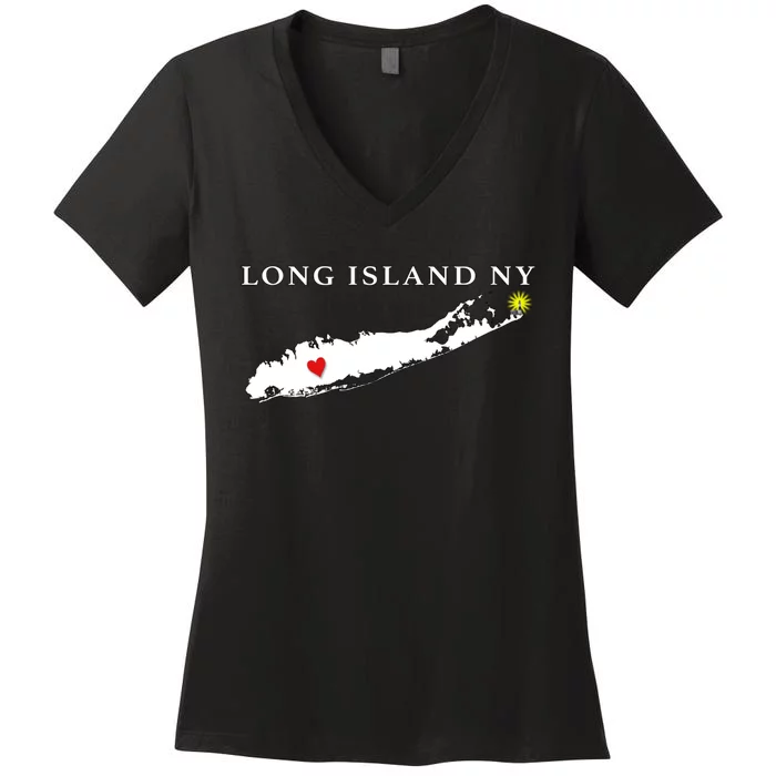 Long Island New York Graphic Home Pride Women's V-Neck T-Shirt