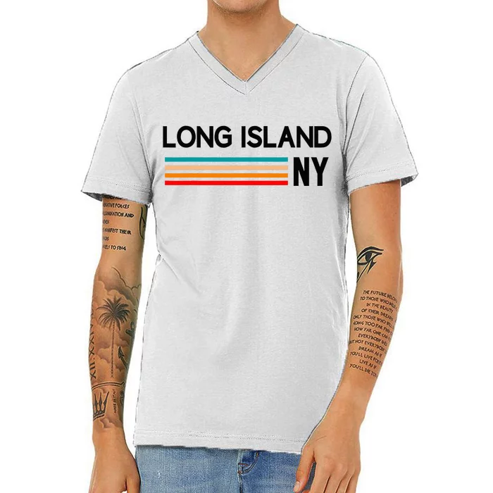 Long Island Ny Souvenir Native Long Islander Map Nyc V-Neck T-Shirt