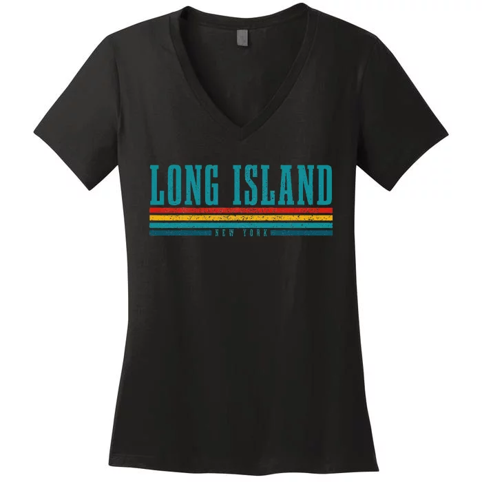 Long Island Ny New York Pride Vintage Long Island Women's V-Neck T-Shirt