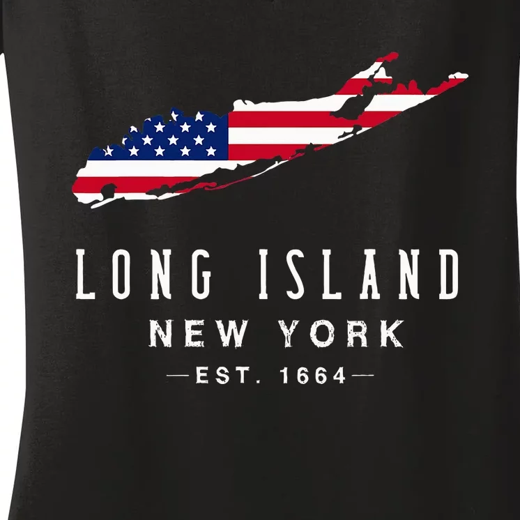 Long Island Ny Souvenir Native Long Islander Map Women's V-Neck T-Shirt