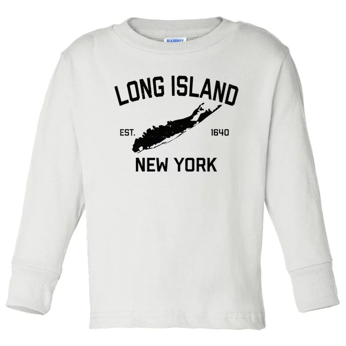 Long Island Ny Souvenir Native Long Islander Map Nyc Toddler Long Sleeve Shirt