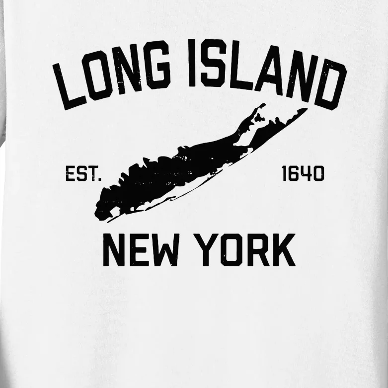 Long Island Ny Souvenir Native Long Islander Map Nyc Kids Long Sleeve Shirt