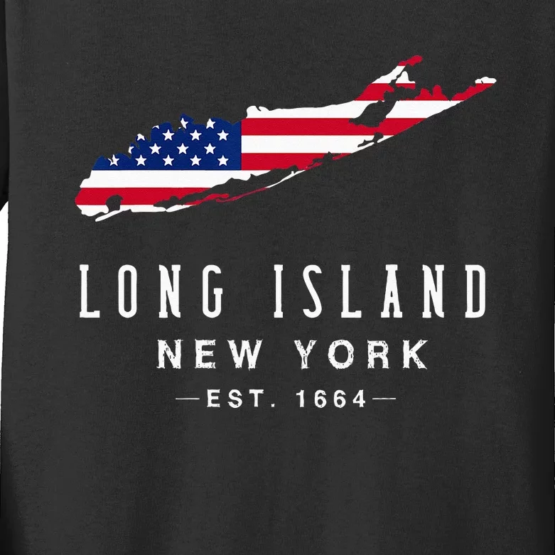 Long Island NY Souvenir Tee Native Long Islander Map NYC Kids Long Sleeve Shirt