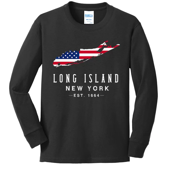 Long Island NY Souvenir Tee Native Long Islander Map NYC Kids Long Sleeve Shirt