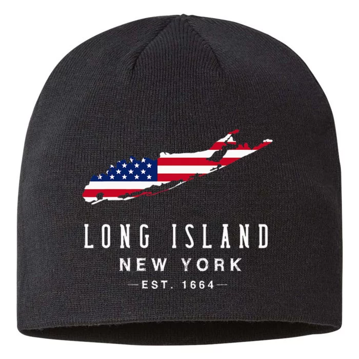 Long Island Ny Souvenir Native Long Islander Map Nyc 8 1/2in Sustainable Knit Beanie