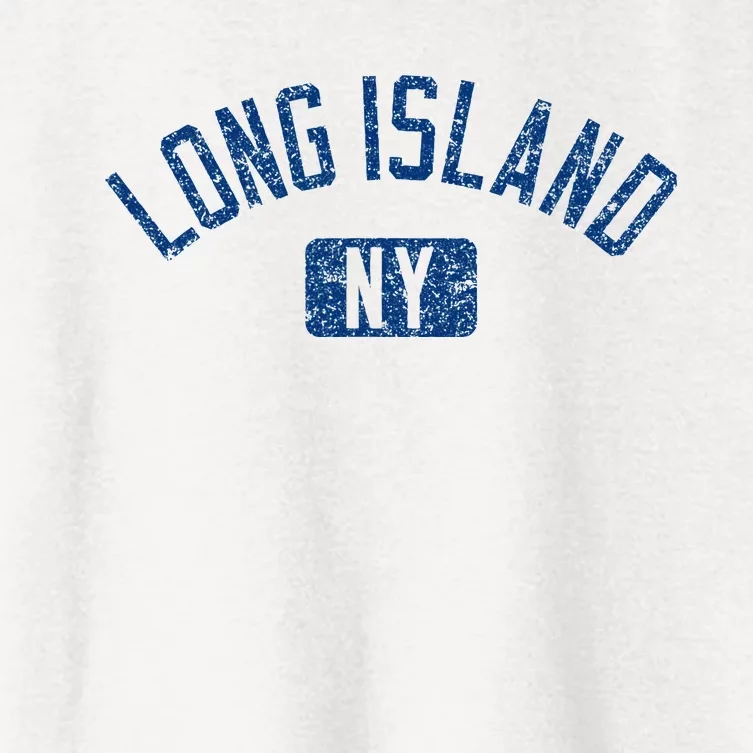 Long Island Ny Arched Text Distressed Dark Women's Crop Top Tee