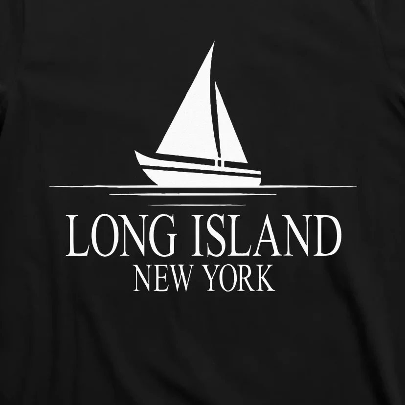 Long Island New York Sailboat White Print T-Shirt