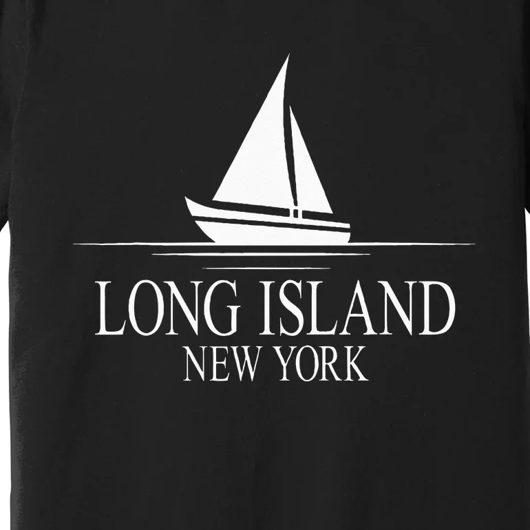 Long Island New York Sailboat White Print Premium T-Shirt