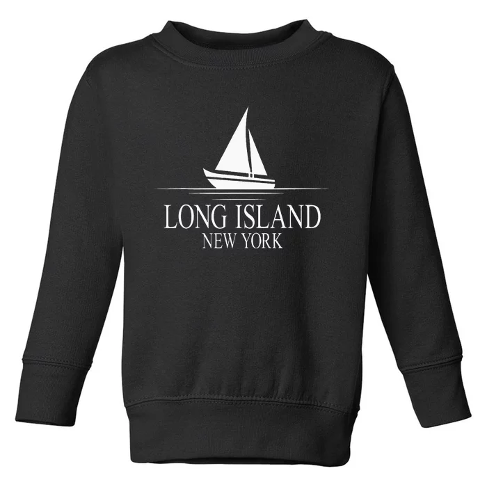 Long Island New York Sailboat White Print Toddler Sweatshirt