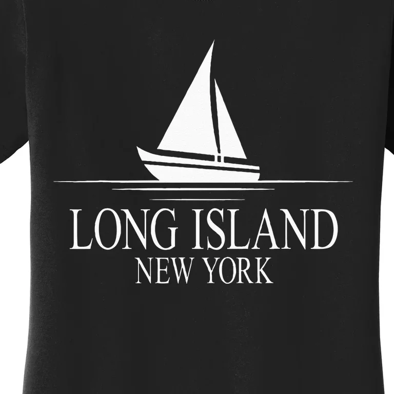 Long Island New York Sailboat White Print Women's T-Shirt