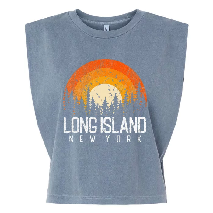 Long Island New York Ny Retro Vintage 70s 80s 90s Gift Garment-Dyed Women's Muscle Tee