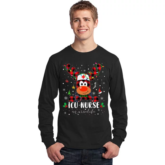 Love Icu Nurse Life Reindeer Nurse Christmas Pajama Xmas Tall Long Sleeve T-Shirt