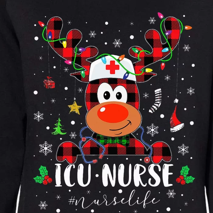 Love Icu Nurse Life Reindeer Nurse Christmas Pajama Xmas Womens California Wash Sweatshirt