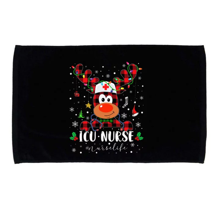 Love Icu Nurse Life Reindeer Nurse Christmas Pajama Xmas Microfiber Hand Towel