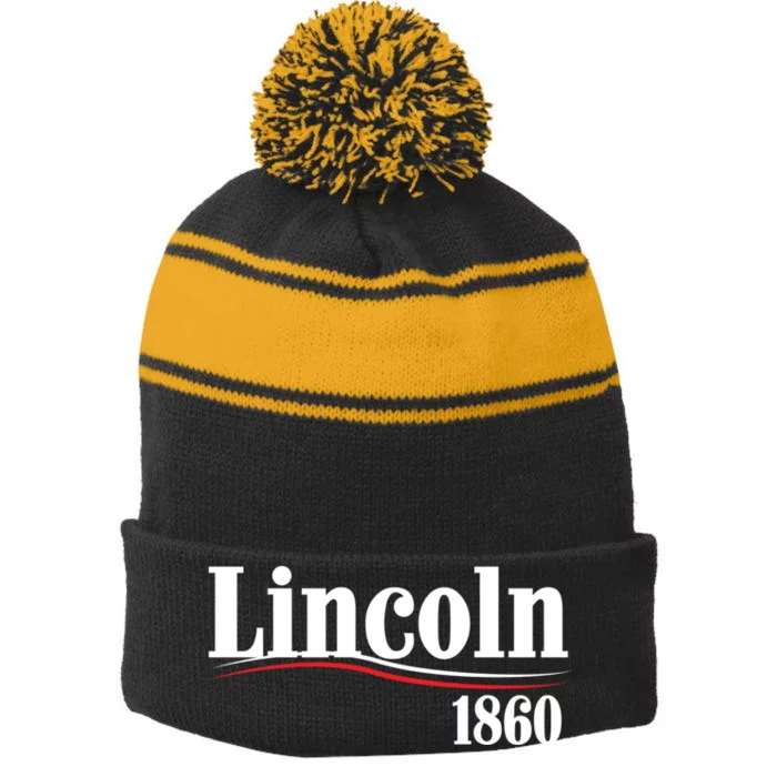 Lincoln 1860 For President Stripe Pom Pom Beanie