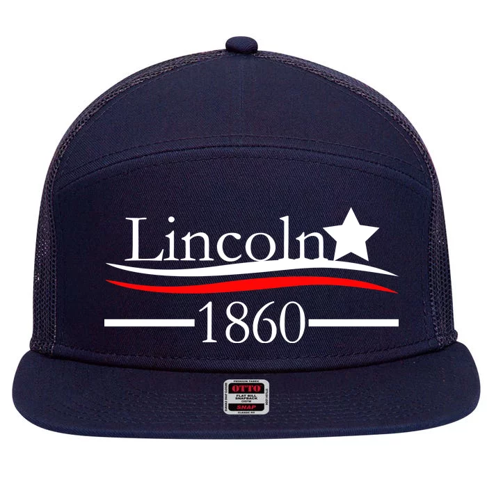 Lincoln 1860 President Logo 7 Panel Mesh Trucker Snapback Hat