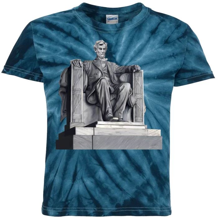 Lincoln Memorial Statue Kids Tie-Dye T-Shirt