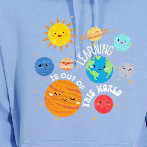 Learning Is Out Of This World Space Planets Teacher Student Unisex Surf Hoodie