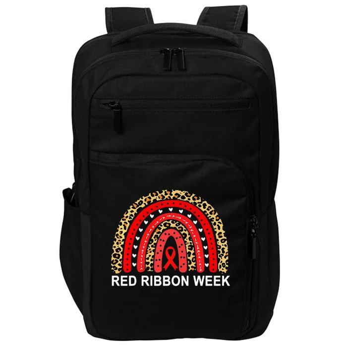 Leopard In October We Wear Red Ribbon Week Rainbow Drug Free Impact Tech Backpack