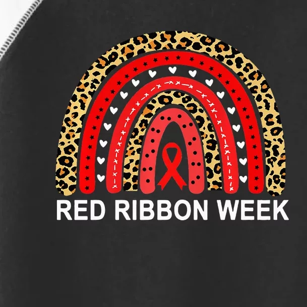 Leopard In October We Wear Red Ribbon Week Rainbow Drug Free Toddler Fine Jersey T-Shirt