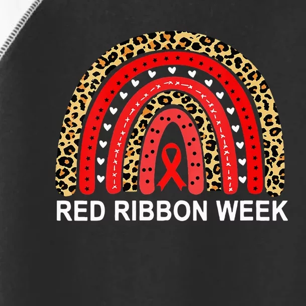 Leopard In October We Wear Red Ribbon Week Rainbow Drug Free Toddler Fine Jersey T-Shirt