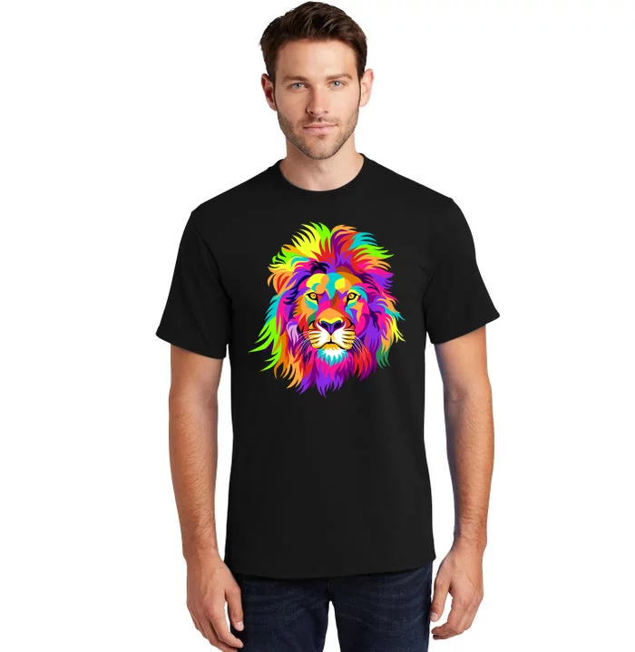 Lion Abstract Portrait Colorful Head Tall T-Shirt