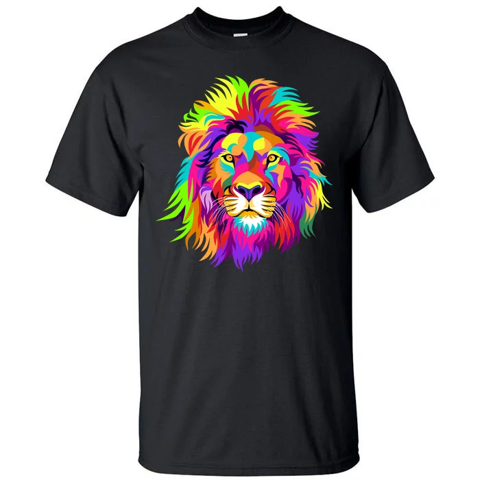 Lion Abstract Portrait Colorful Head Tall T-Shirt