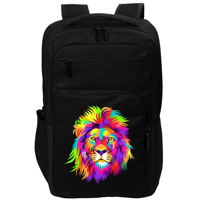 Lion Abstract Portrait Colorful Head Impact Tech Backpack