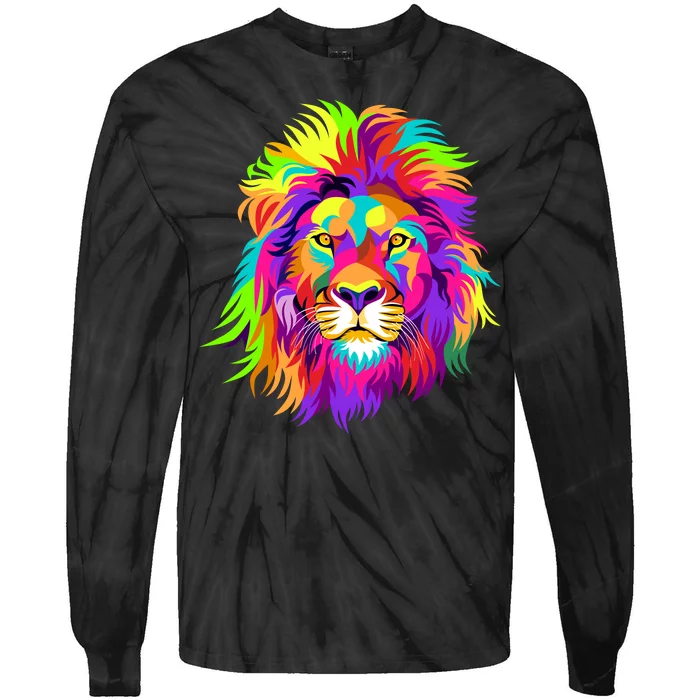 Lion Abstract Portrait Colorful Head Tie-Dye Long Sleeve Shirt