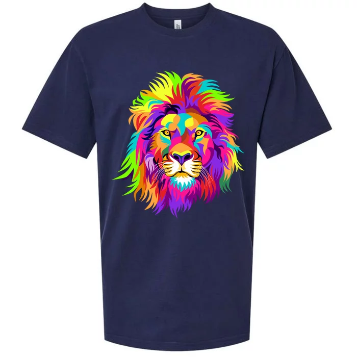 Lion Abstract Portrait Colorful Head Sueded Cloud Jersey T-Shirt