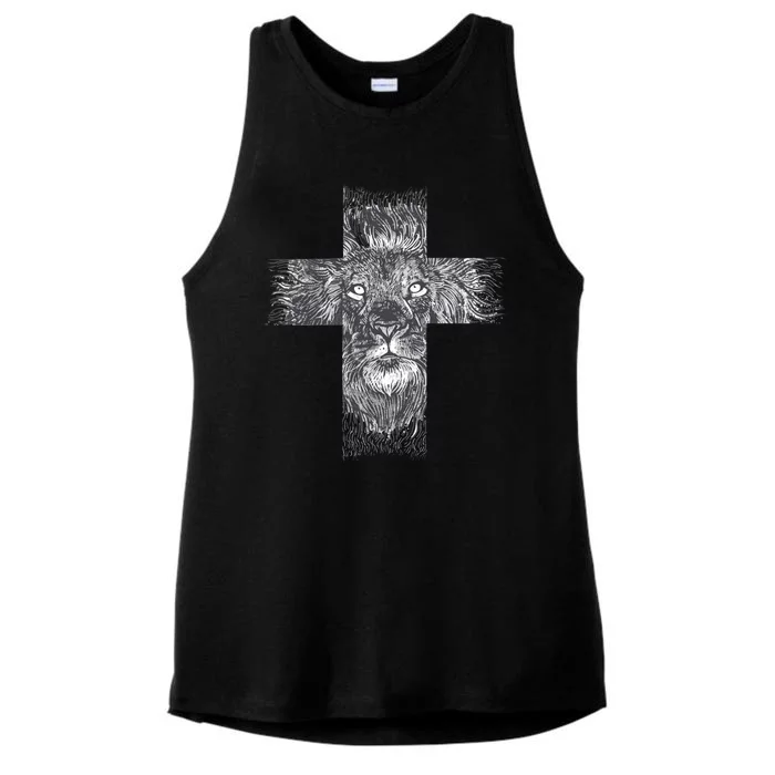 Lion Cross Ladies Tri-Blend Wicking Tank