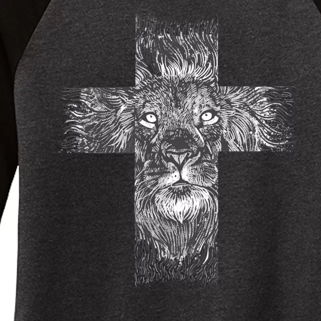 Lion Cross Women's Tri-Blend 3/4-Sleeve Raglan Shirt