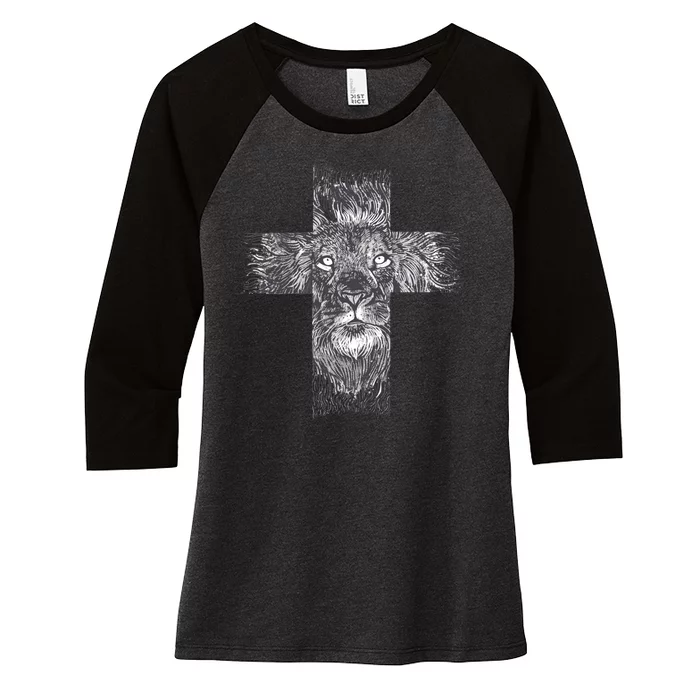 Lion Cross Women's Tri-Blend 3/4-Sleeve Raglan Shirt