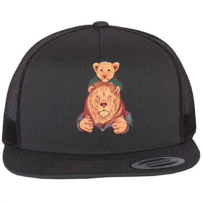 Lion Father And Son Flat Bill Trucker Hat