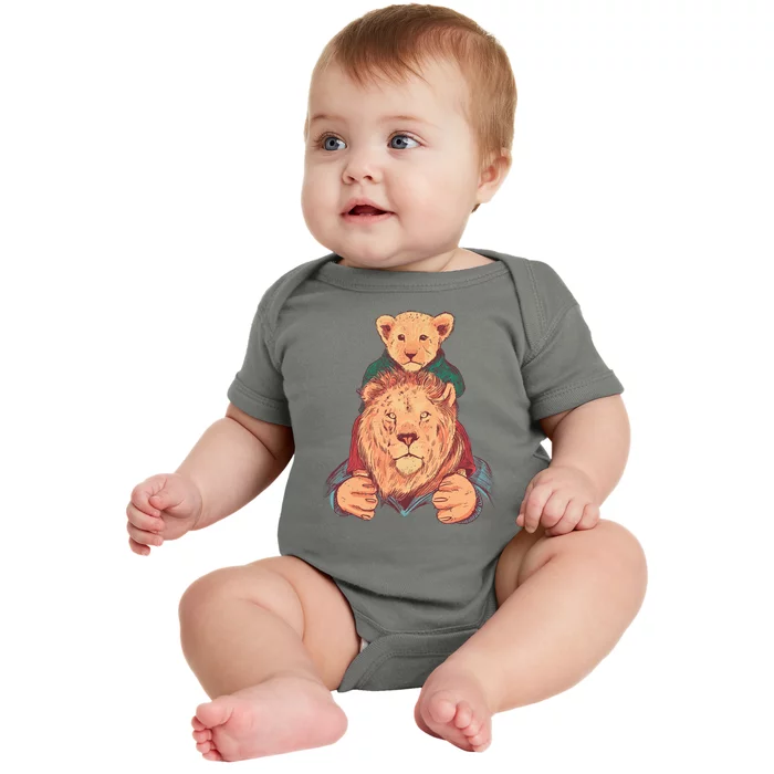 Lion Father And Son Baby Bodysuit