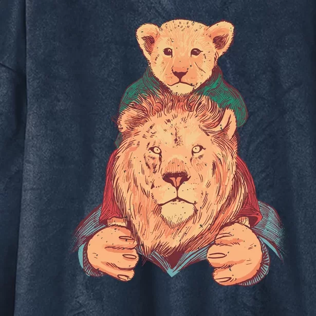 Lion Father And Son Hooded Wearable Blanket