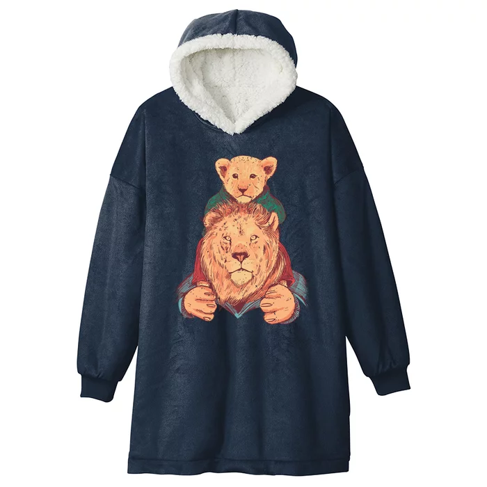 Lion Father And Son Hooded Wearable Blanket