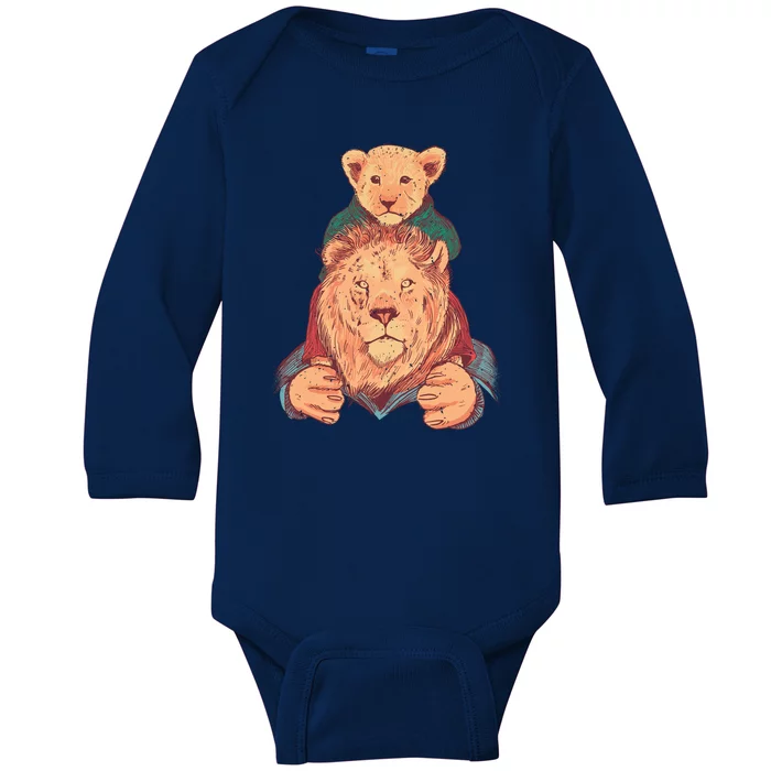 Lion Father And Son Baby Long Sleeve Bodysuit