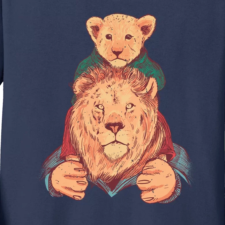 Lion Father And Son Kids Long Sleeve Shirt