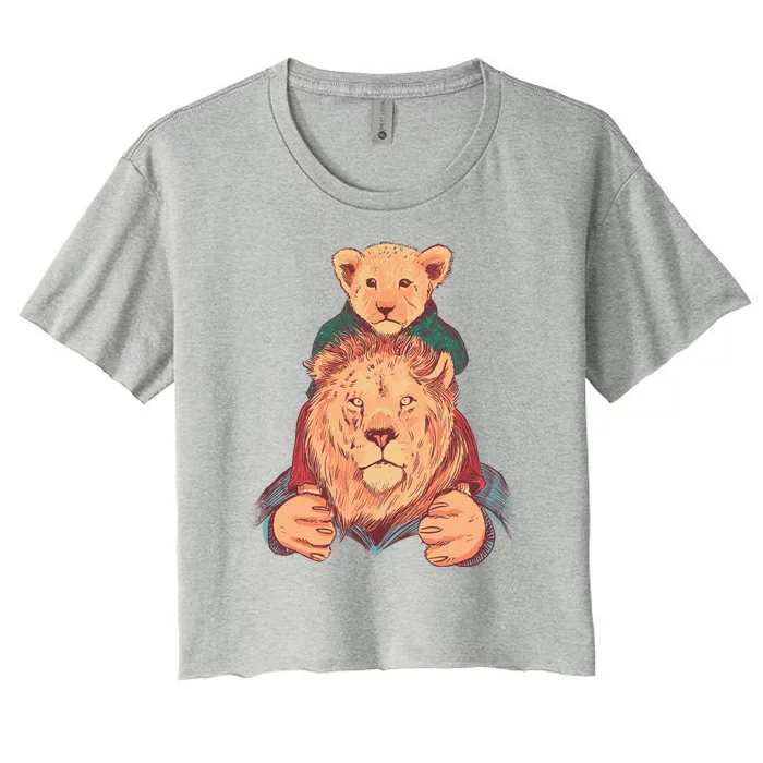 Lion Father And Son Women's Crop Top Tee