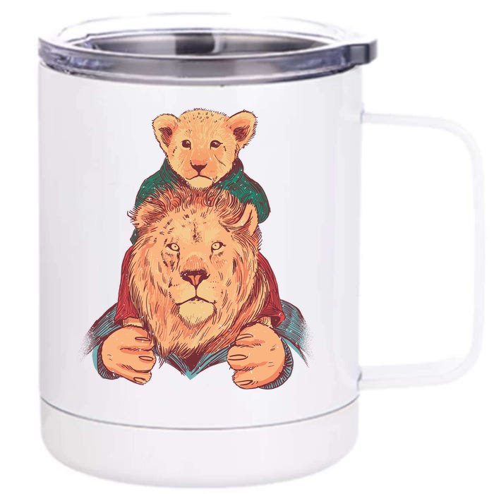 Lion Father And Son Front & Back 12oz Stainless Steel Tumbler Cup