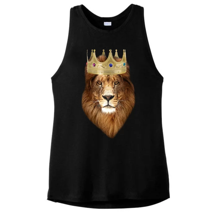 Lion Gold Crown King Of The Jungle Ladies Tri-Blend Wicking Tank