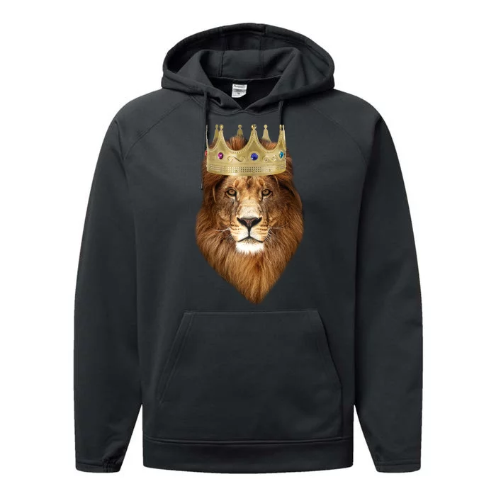 Lion Gold Crown King Of The Jungle Performance Fleece Hoodie