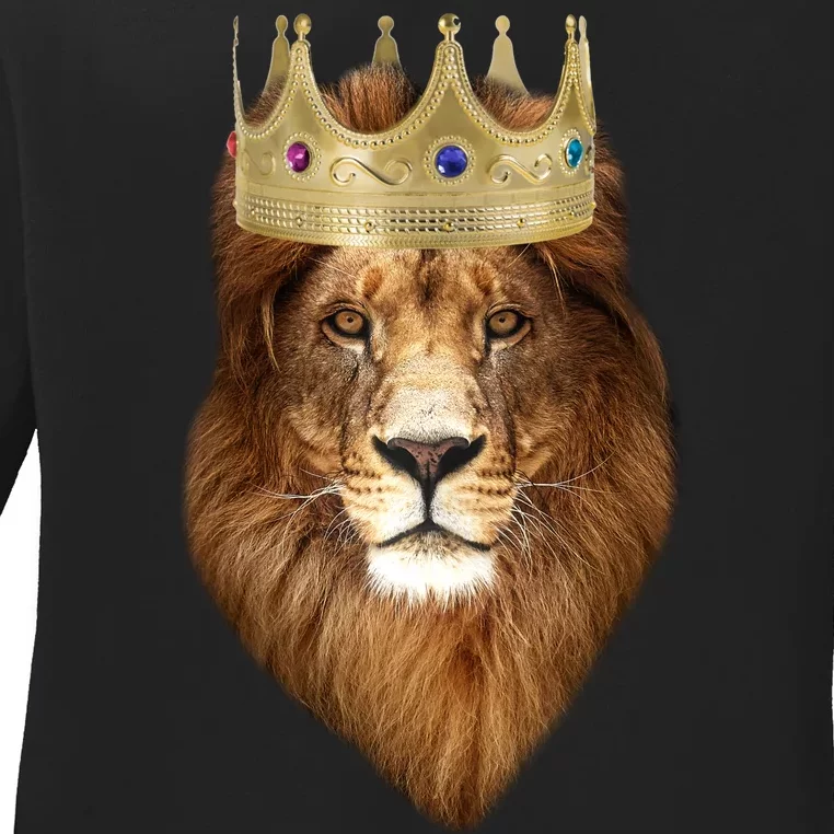 Lion Gold Crown King Of The Jungle Ladies Long Sleeve Shirt