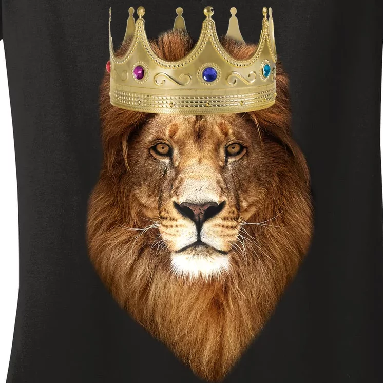 Lion Gold Crown King Of The Jungle Women's V-Neck T-Shirt